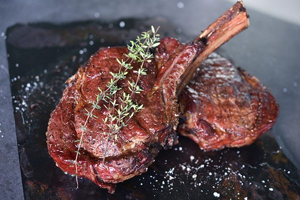 reverse seared smoked rib eye