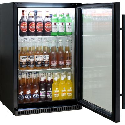 Schmick Black Bar Fridge Tropical Rated With Heated Glass and Triple Glazing 1 Door - Right Hinged