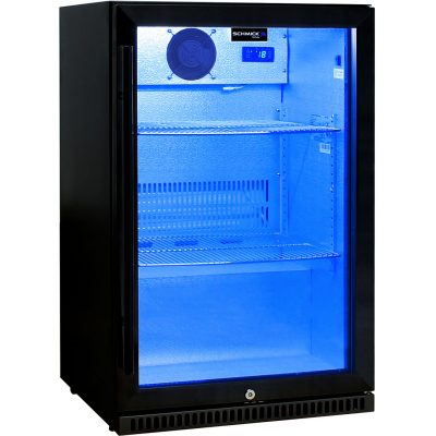 Schmick Black Bar Fridge Tropical Rated With Heated Glass and Triple Glazing 1 Door - Right Hinged