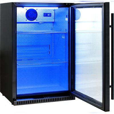 Schmick Black Bar Fridge Tropical Rated With Heated Glass and Triple Glazing 1 Door - Right Hinged