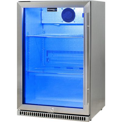 Schmick 304 Stainless Steel Bar Fridge Tropical Rated With Heated Glass and Triple Glazing - Left Hinged