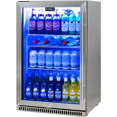 Schmick 304 Stainless Steel Bar Fridge Tropical Rated With Heated Glass and Triple Glazing - Left Hinged