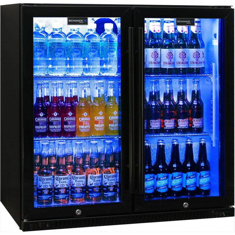 Schmick Black Bar Fridge 2 Door SK190-B