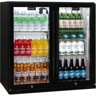 Schmick Black Bar Fridge 2 Door SK190-B