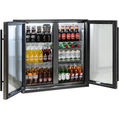 Schmick Black Stainless Steel Bar Fridge Tropical Rated 2 Door SK190-BS