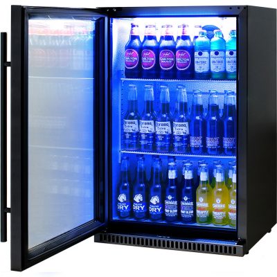 Schmick Black Bar Fridge Tropical Rated With Heated Glass and Triple Glazing 1 Door - Left Hinged