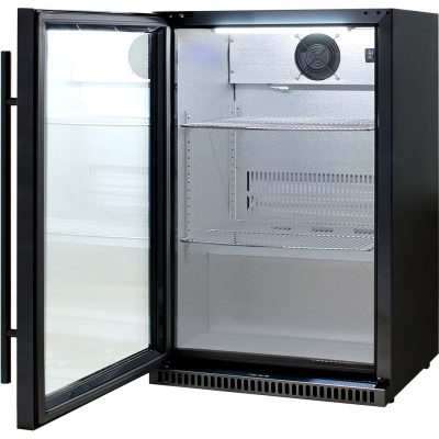 Schmick Black Bar Fridge Tropical Rated With Heated Glass and Triple Glazing 1 Door - Left Hinged